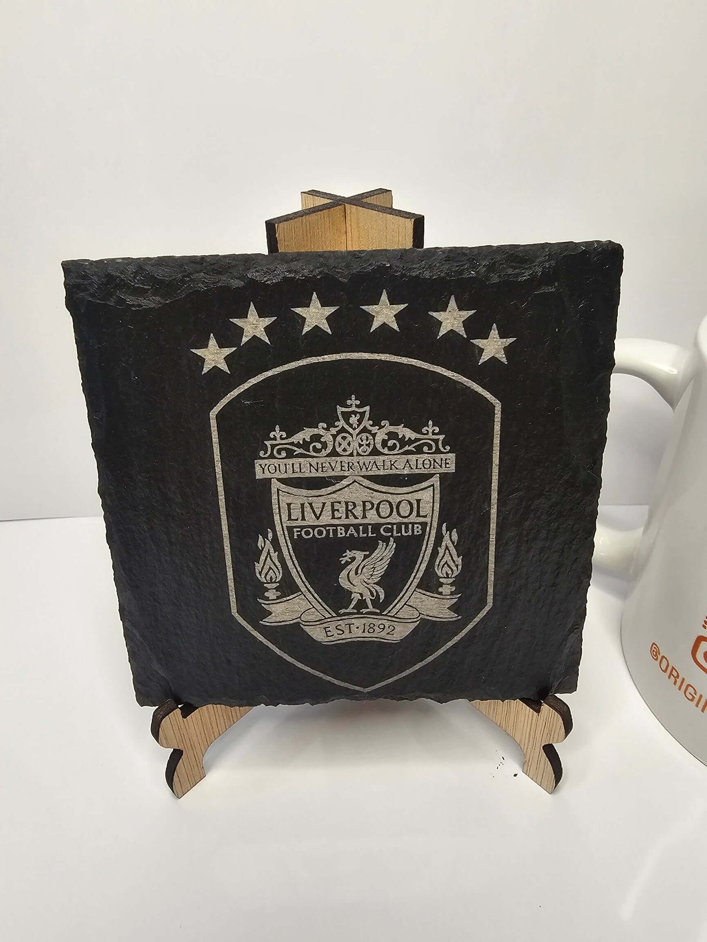 slate Liverpool FC 6-Star Crest Coasters – Laser Engraved