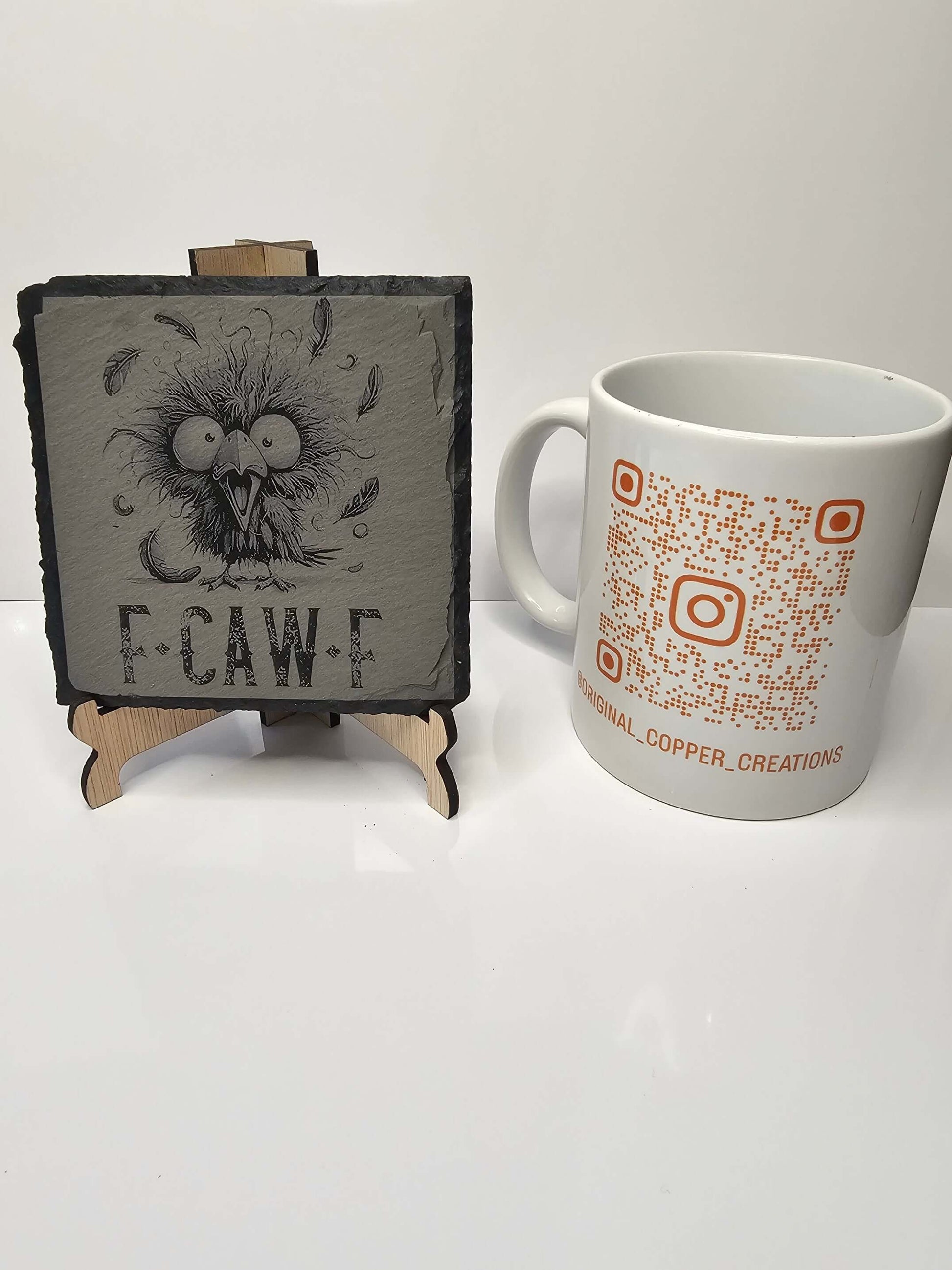 slate F•CAW•F Funny Bird Coasters – Laser Engraved Humorous Gift –