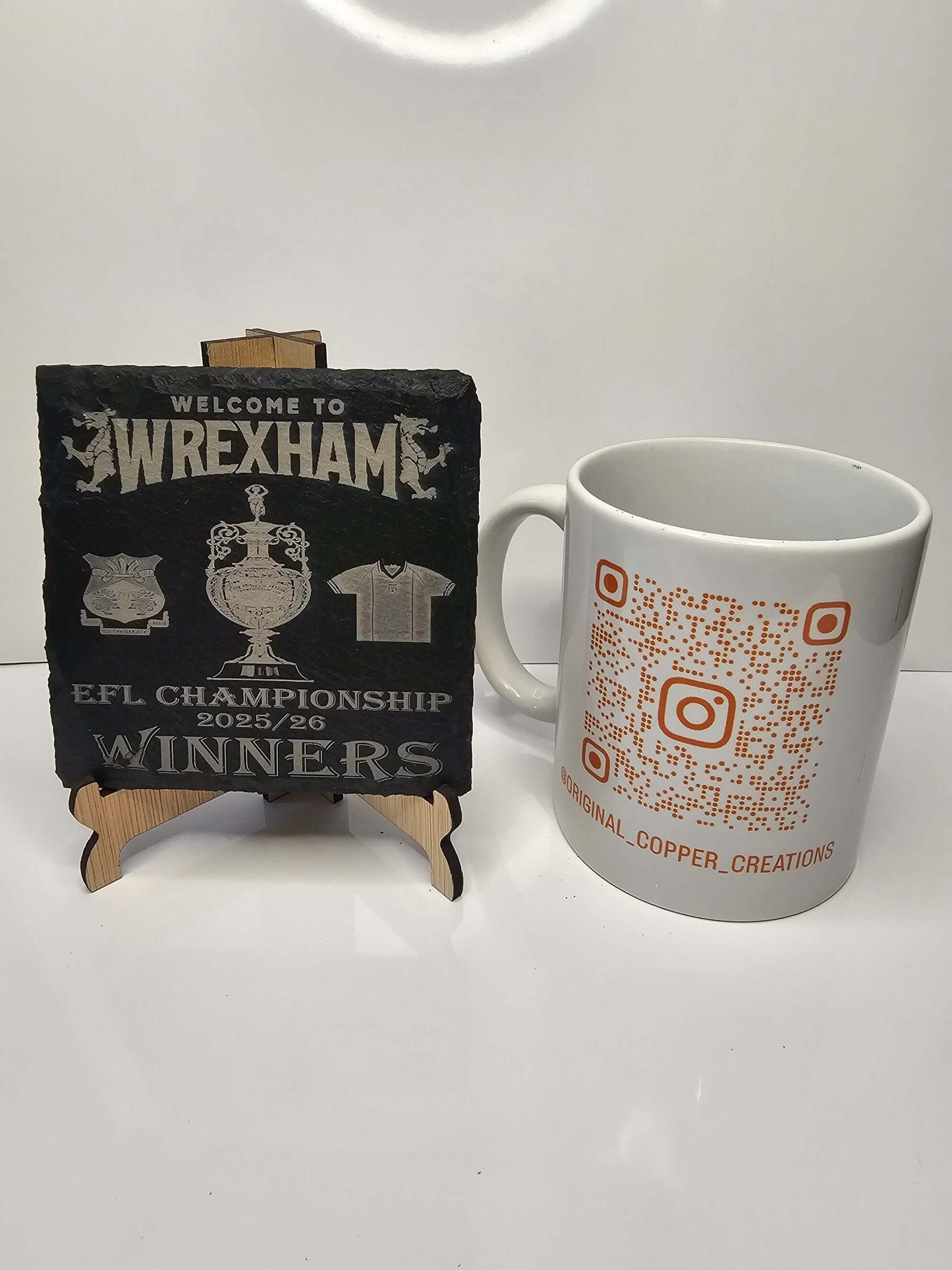slate “Welcome to Wrexham – EFL Championship 2025/26 Winners” Coasters