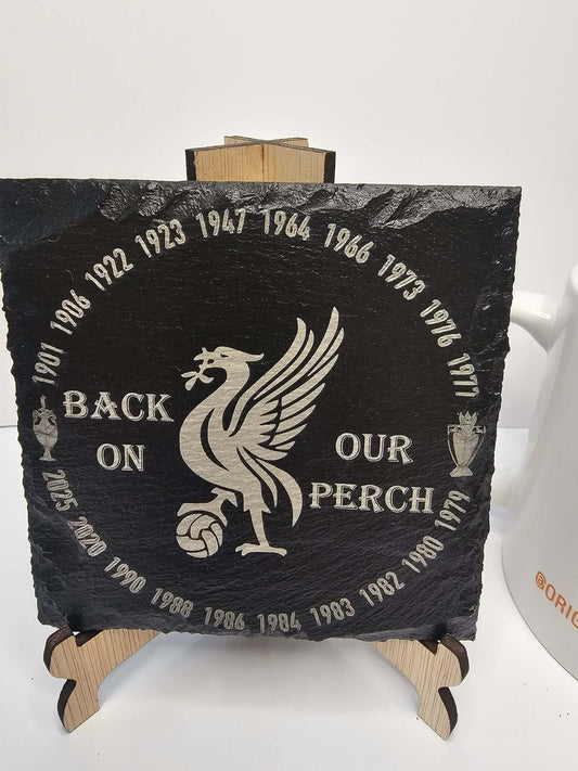 slate “Back On Our Perch” Liverpool Coasters – Laser Engraved Liver