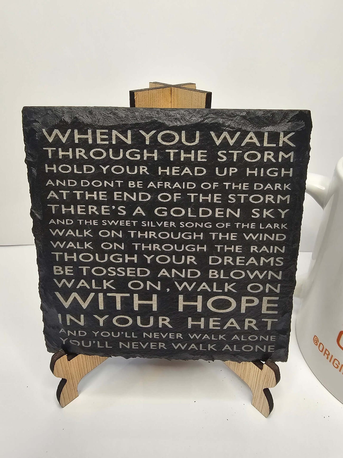 slate “You’ll Never Walk Alone” Coasters – Laser Engraved Song