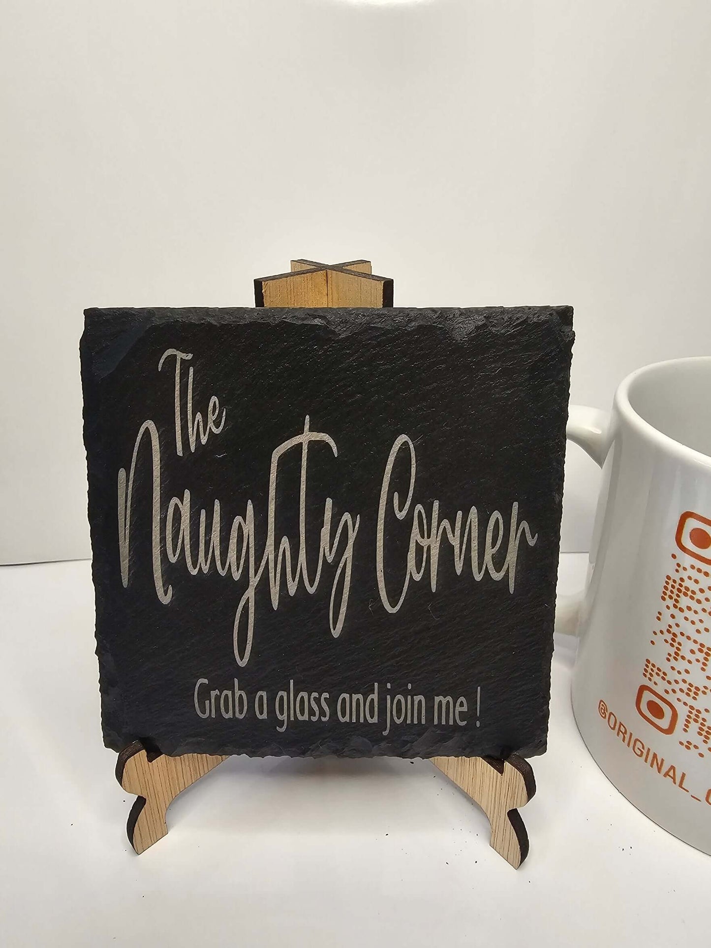 slate “The Naughty Corner – Grab a Glass and Join Me” Coasters –