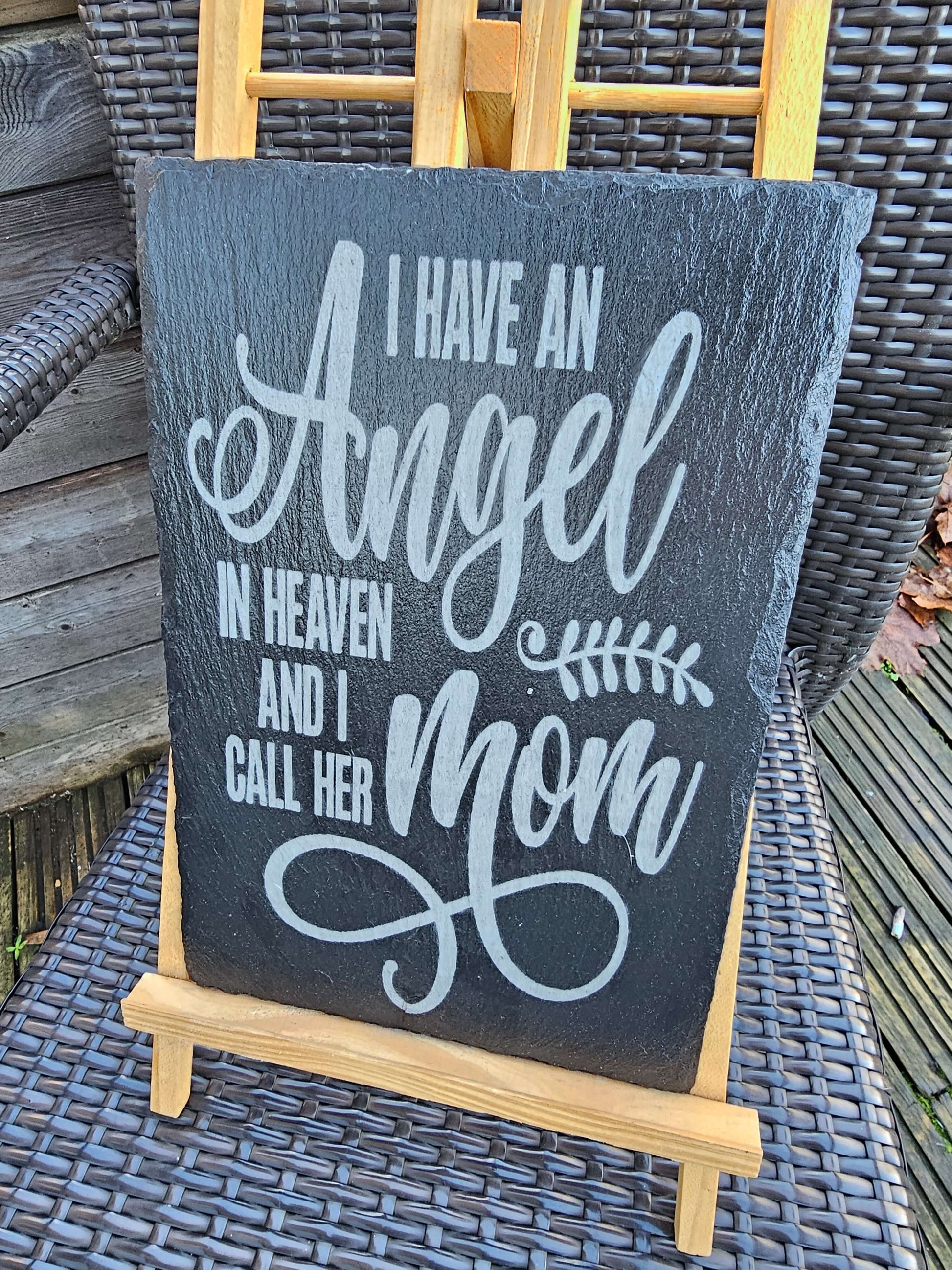 Slate Plaque Memorial Engraved – “Angel in Heaven” 30cm x 20cm