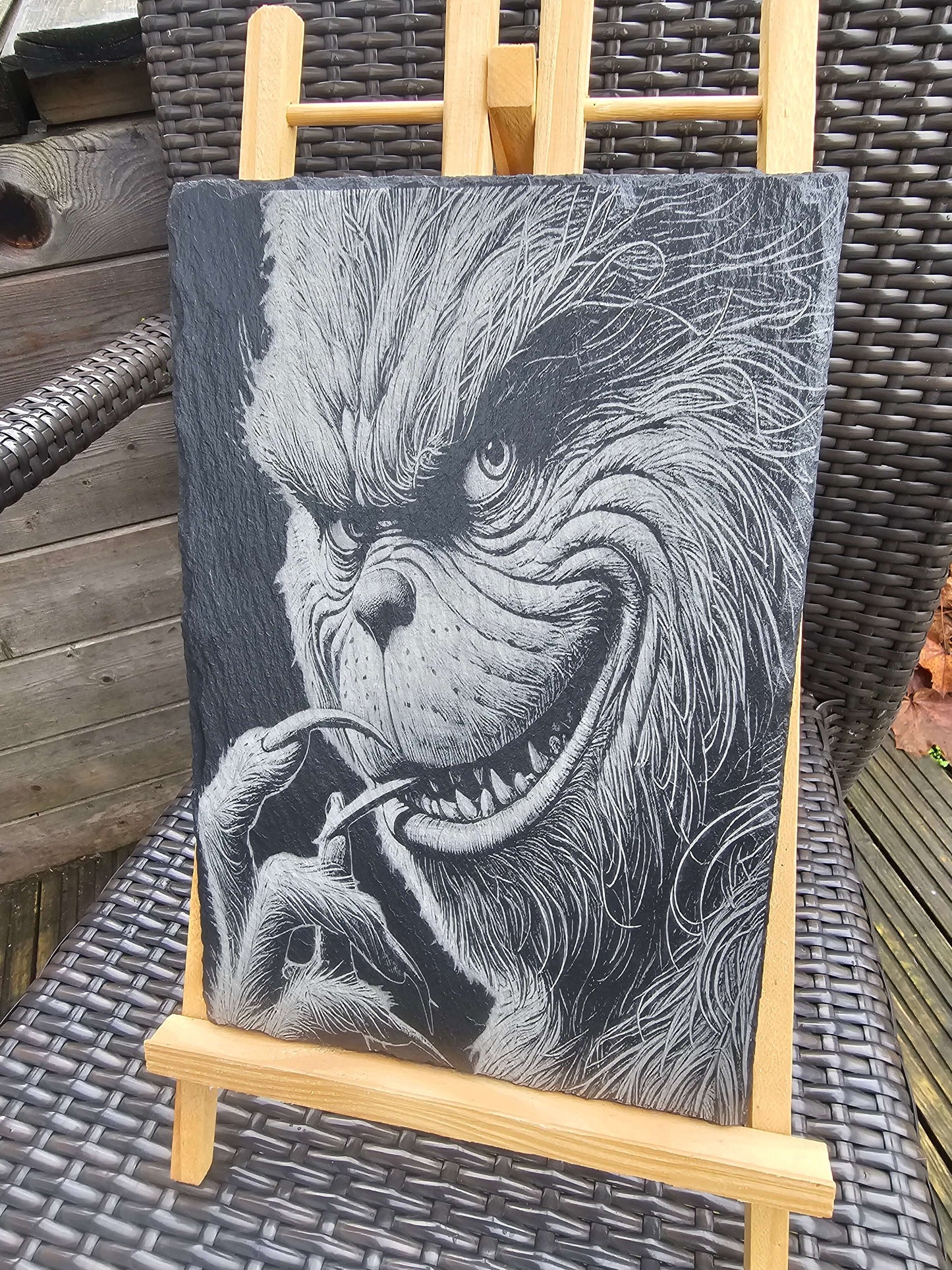 Slate Plaque Laser-Engraved the grinch Art – 30cm x 20cm