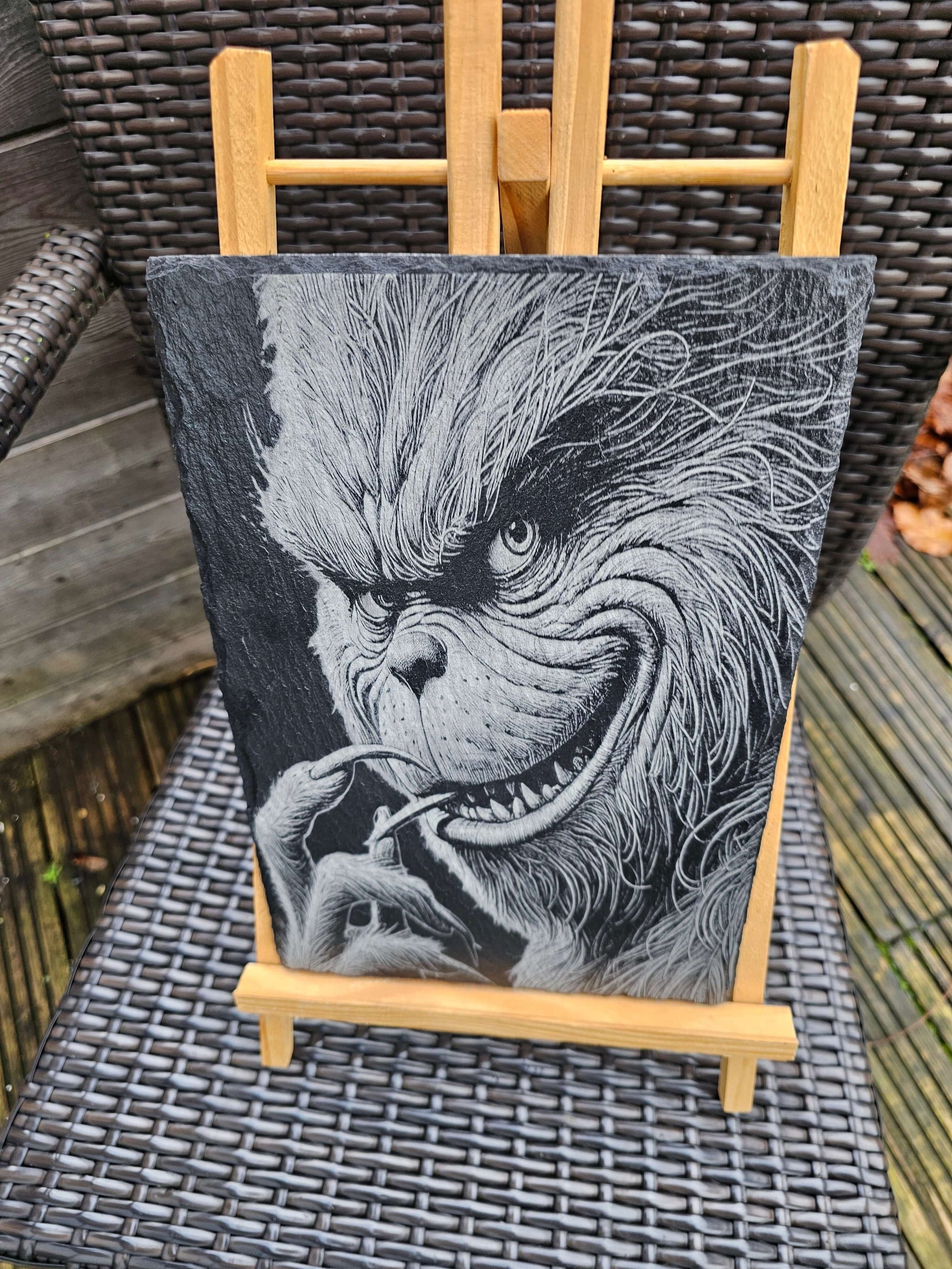Slate Plaque Laser-Engraved the grinch Art – 30cm x 20cm