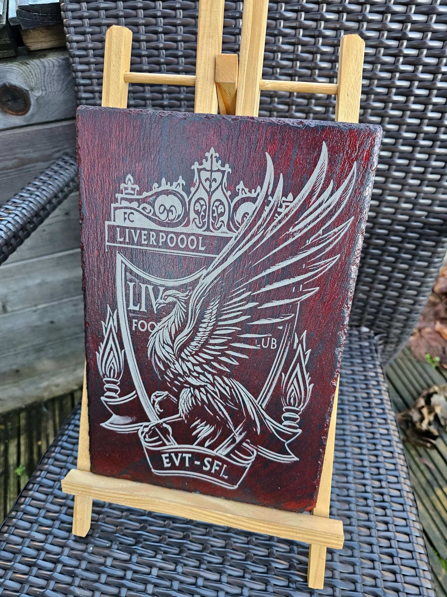 slate Liverpoool FC Crest with Liver Bird – Laser Engraved Plaque