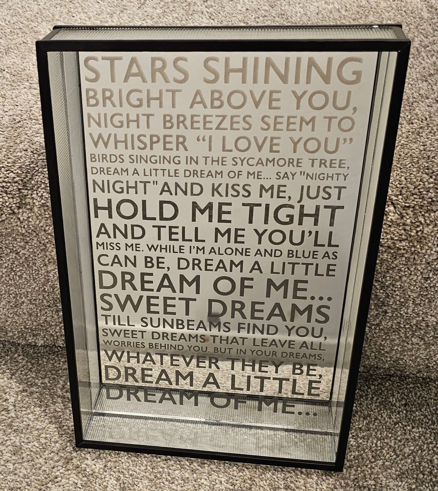 Mirror – Dream a Little Dream Typography Mirror Art – 30cm x 20cm