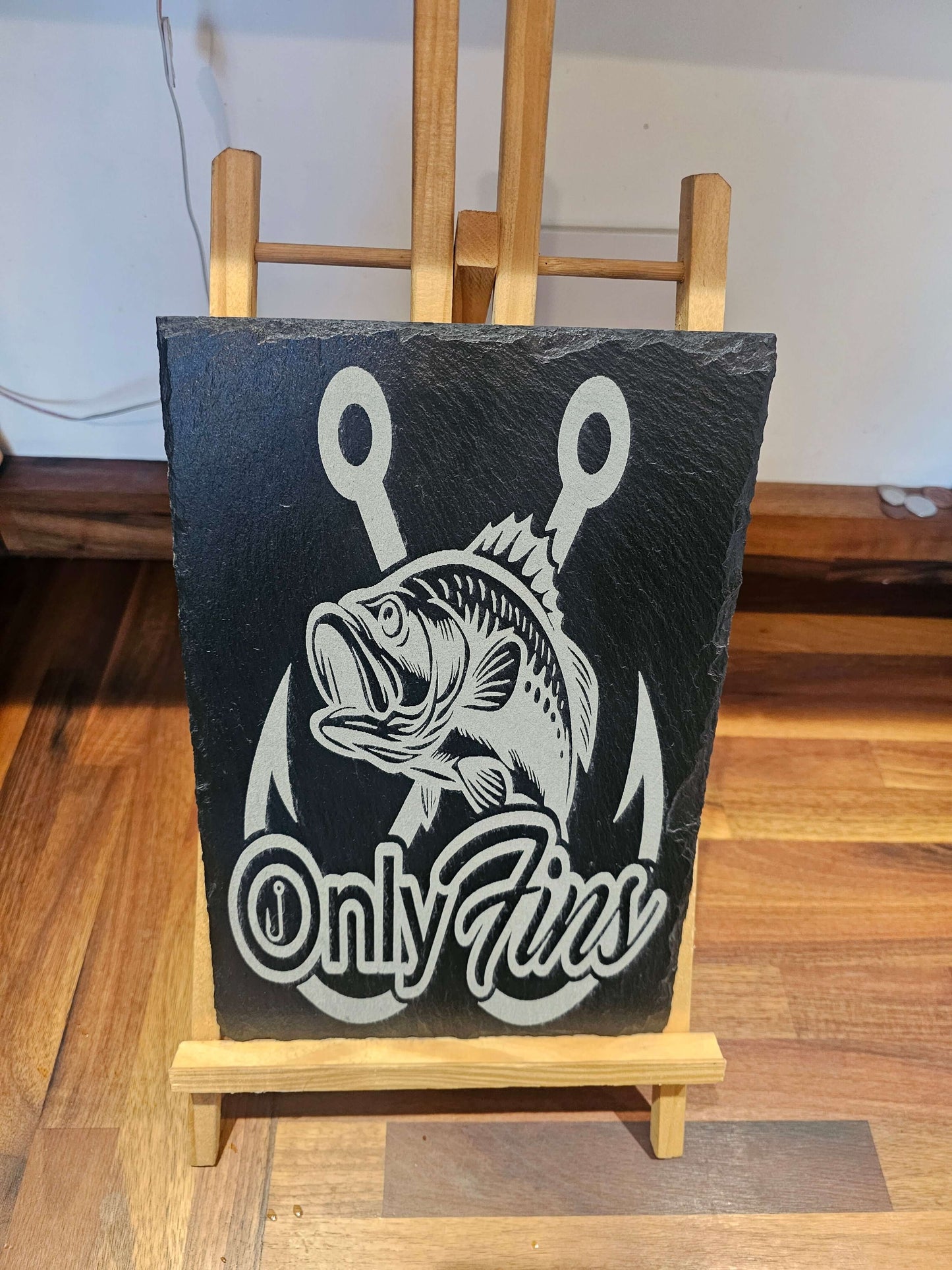 Slate Plaque OnlyFins Fishing Slate Sign – Laser Engraved Angler Gift
