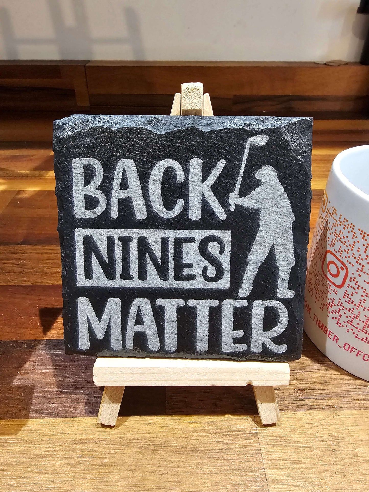 Slate Coasters Laser Engraved – “Back Nines Matter” Golf Design