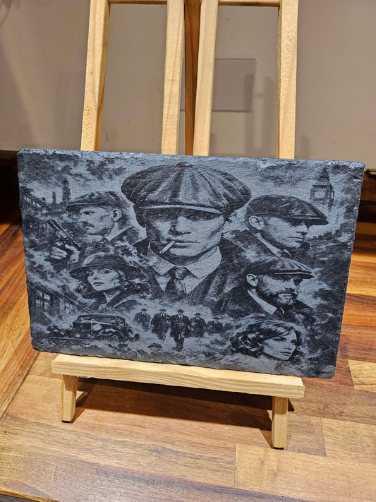 Slate Plaque “Peaky Blinders Style – 30cm x 20cm – Gangster Artwork”