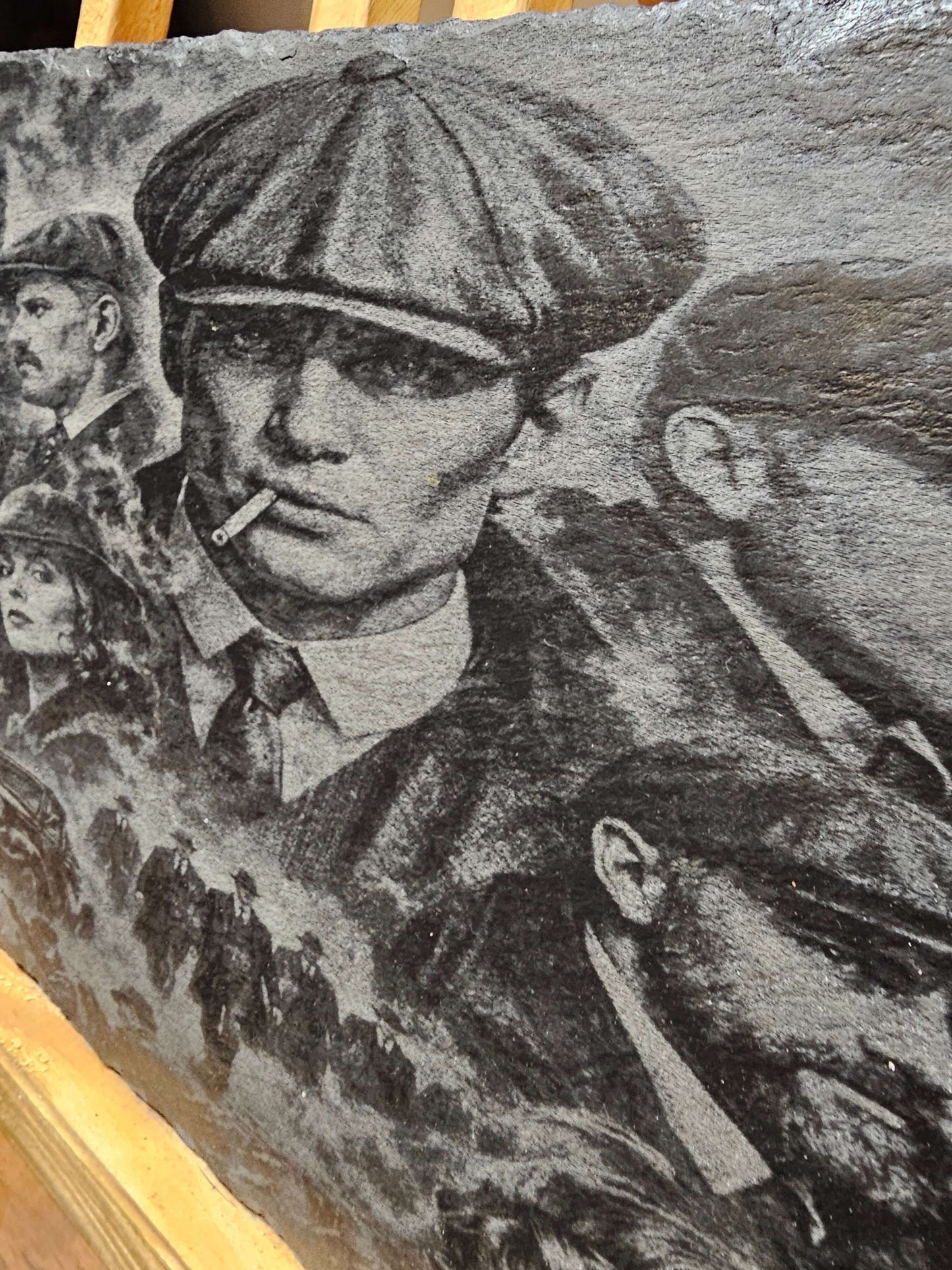 Slate Plaque “Peaky Blinders Style – 30cm x 20cm – Gangster Artwork”