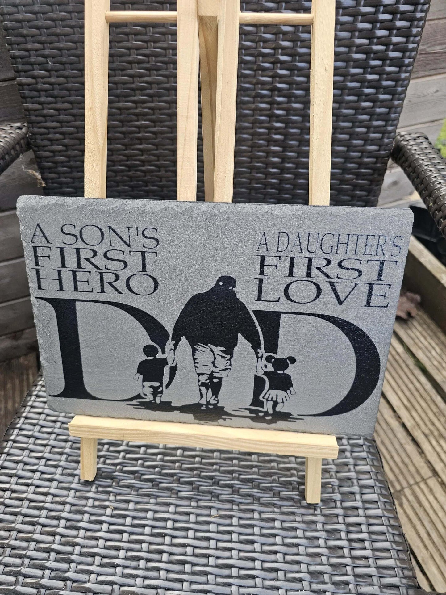 slate Personalised Father’s Day Plaque – “A Son’s First Hero,