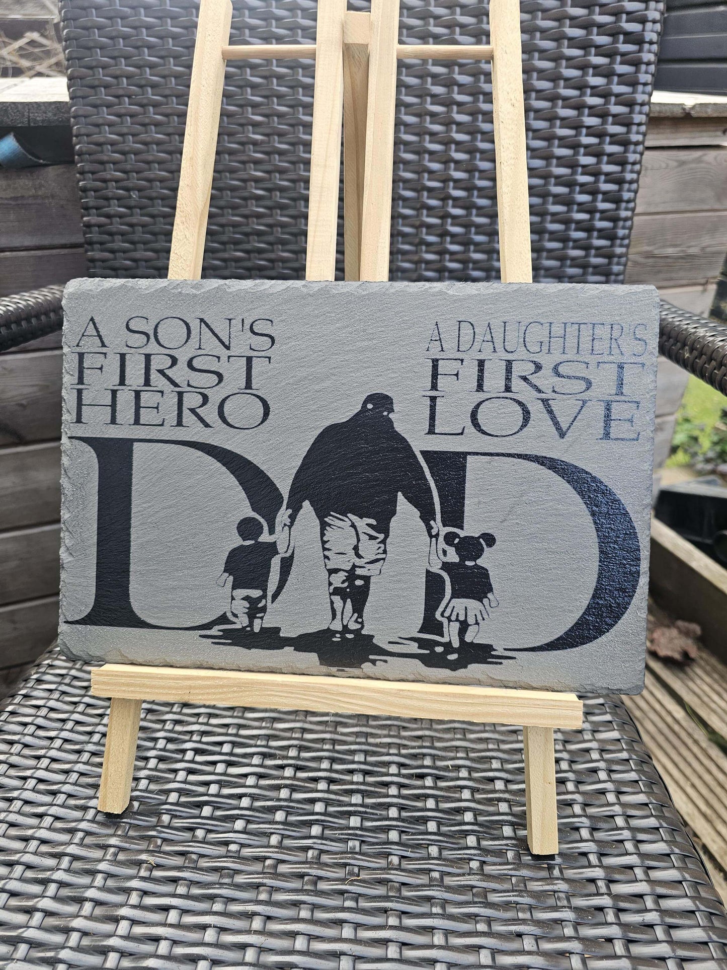 slate Personalised Father’s Day Plaque – “A Son’s First Hero,