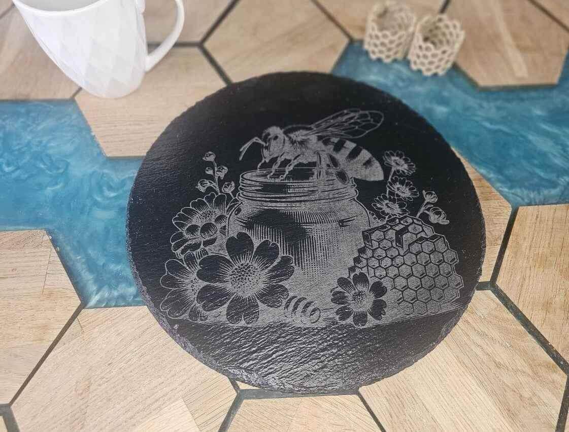 Slate Placemat for the Bee lover.300mm Personalized, Housewarming Gift