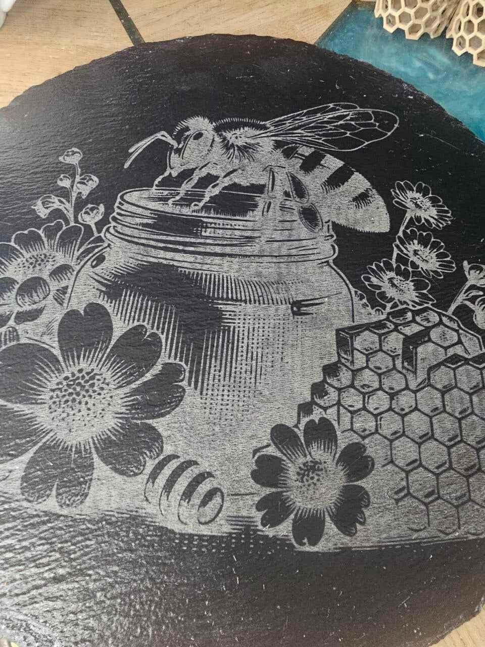 Slate Placemat for the Bee lover.300mm Personalized, Housewarming Gift