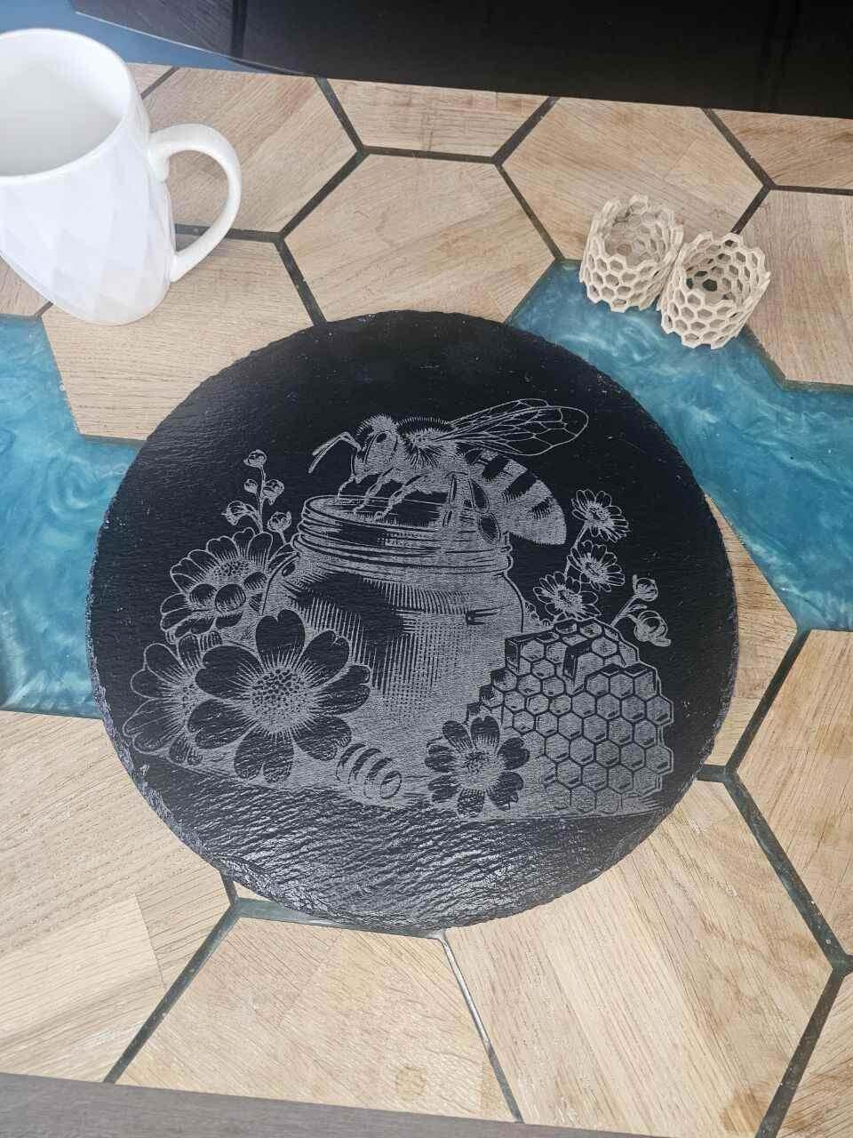Slate Placemat for the Bee lover.300mm Personalized, Housewarming Gift