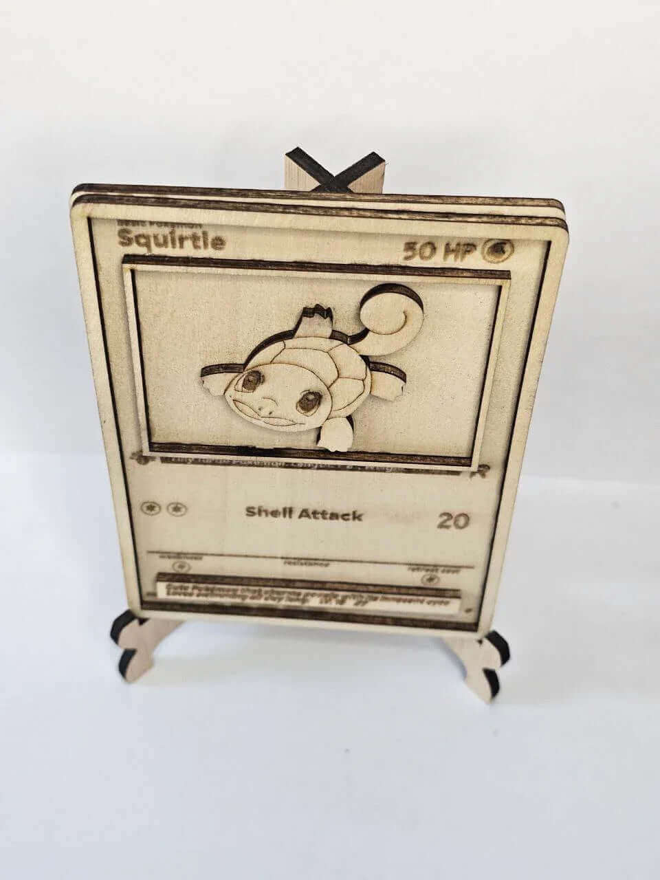 Squirtle 3D Wooden Pokémon Card | Laser Engraved Collectible