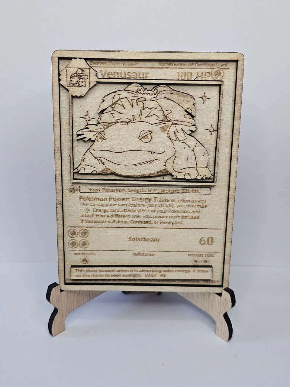 Venusaur 3D Wooden Pokémon Card | Laser Engraved Display Plaque