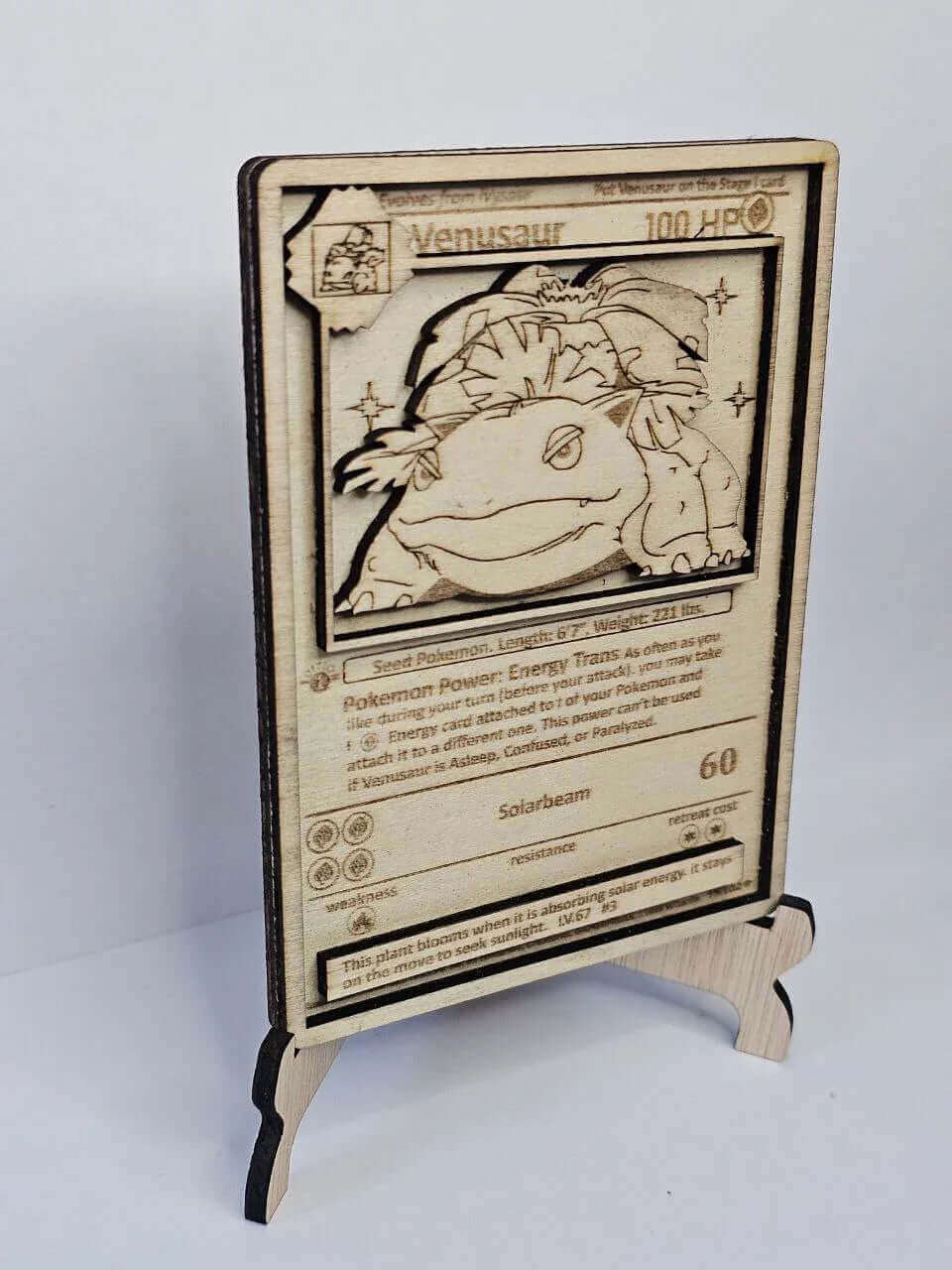 Venusaur 3D Wooden Pokémon Card | Laser Engraved Display Plaque