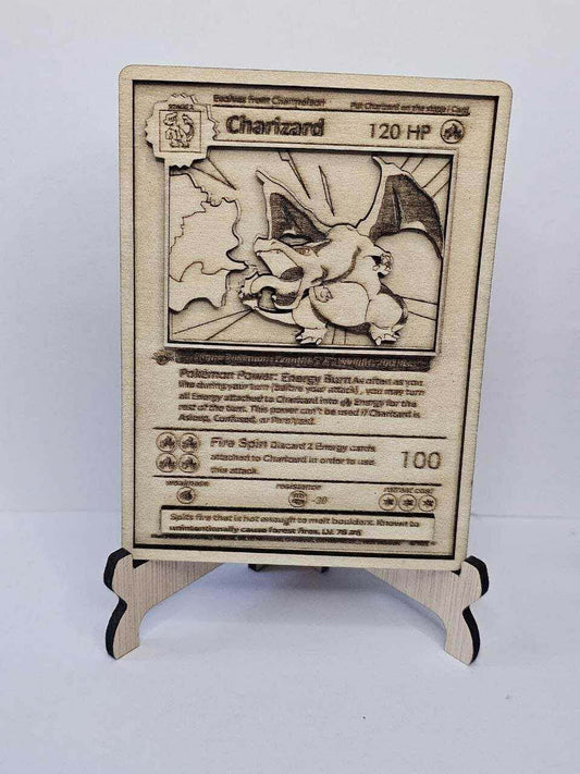 Charizard 3D Wooden Pokémon Card | Laser Engraved Display Plaque