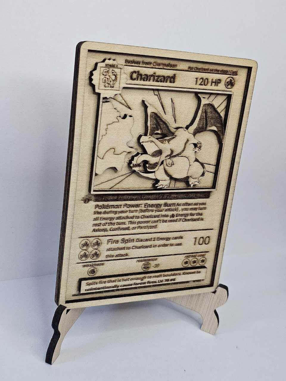 Charizard 3D Wooden Pokémon Card | Laser Engraved Display Plaque