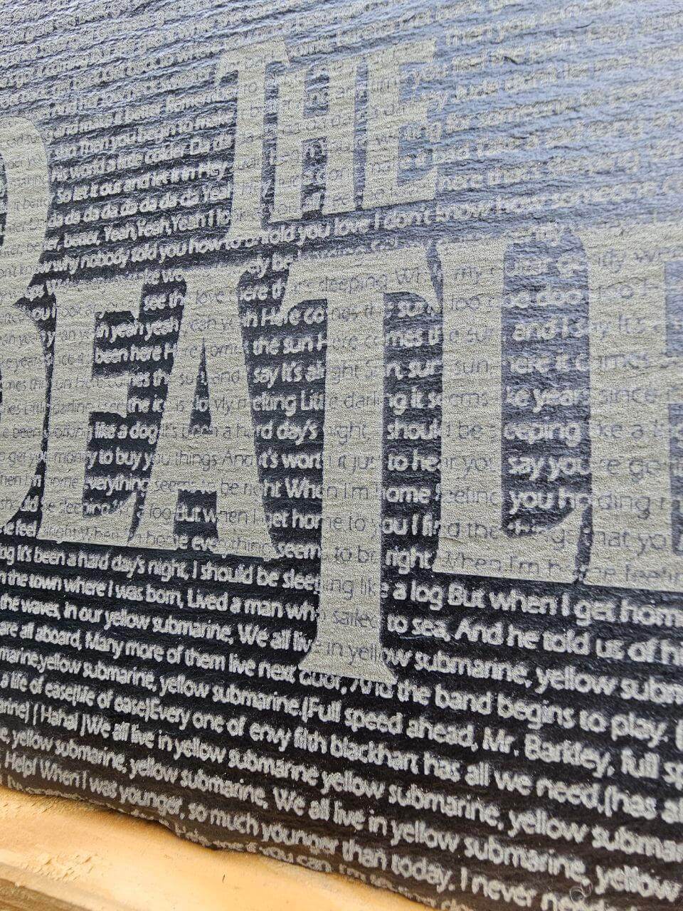 slate The Beatles Song Lyrics Plaque – 30cm x 20cm – Laser Engraved