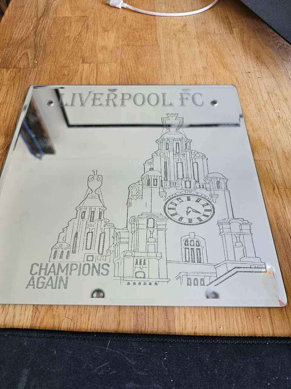 mirror Liverpool FC Engraved Mirror | 25cm x 25cm Hanging