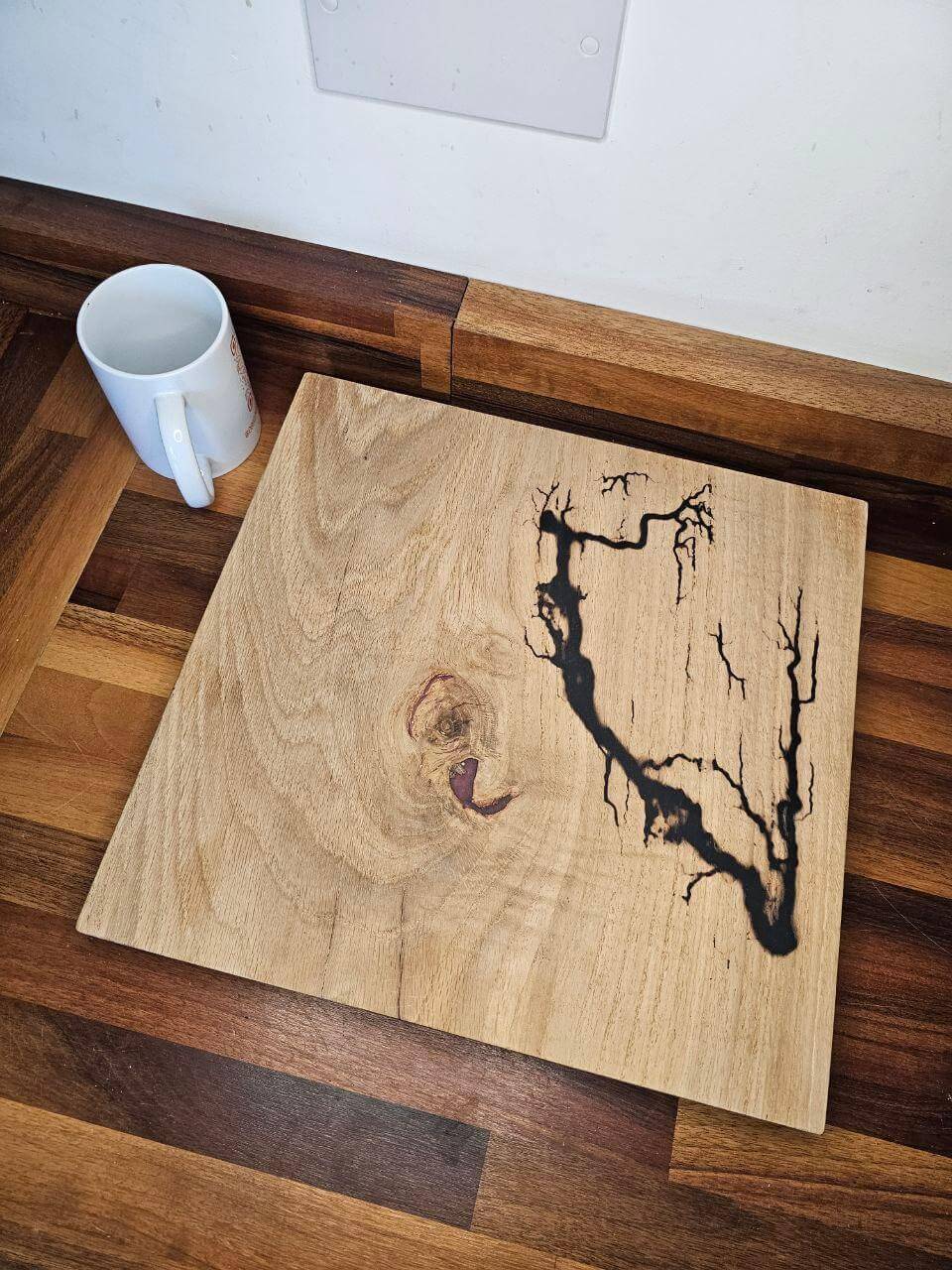 chopping board Purple Epoxy Resin and Fractal Burned Wood Board