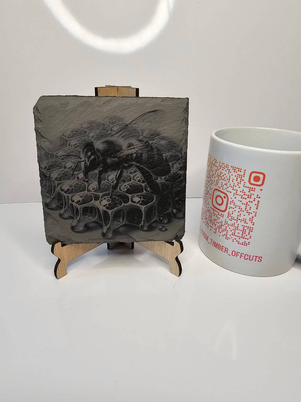 Slate Bee & Honeycomb Engraved Slate Coasters | Nature-Inspired Gift |