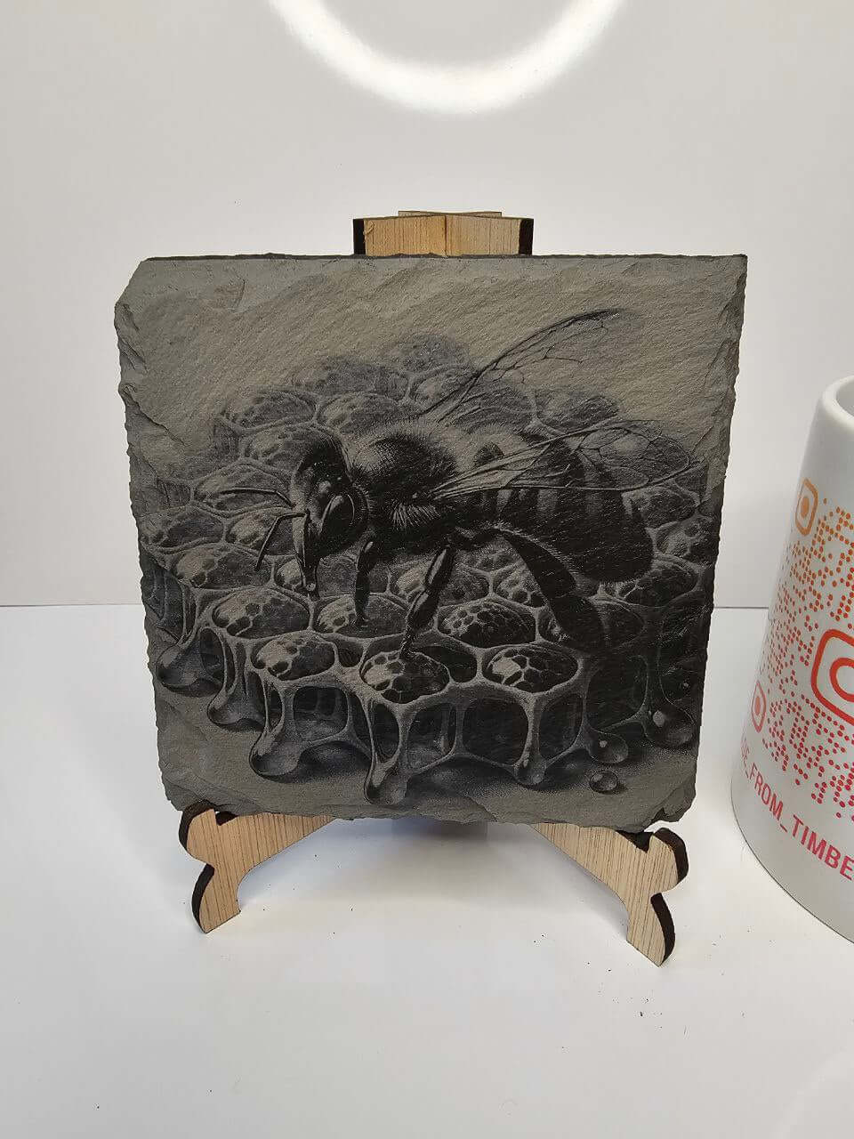Slate Bee & Honeycomb Engraved Slate Coasters | Nature-Inspired Gift |