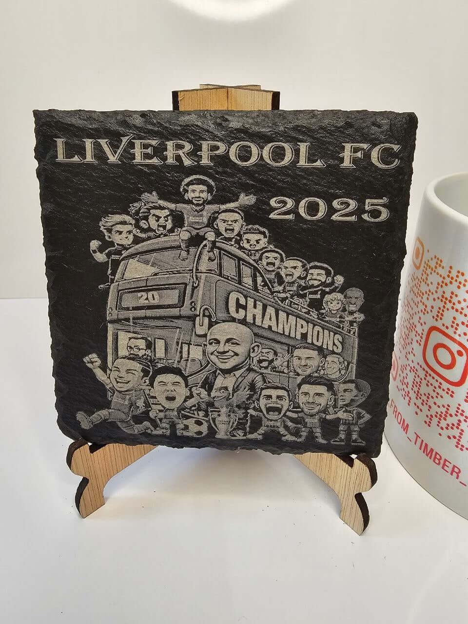 Slate Liverpool FC 2025 Champions Engraved Slate Coasters | Handmade
