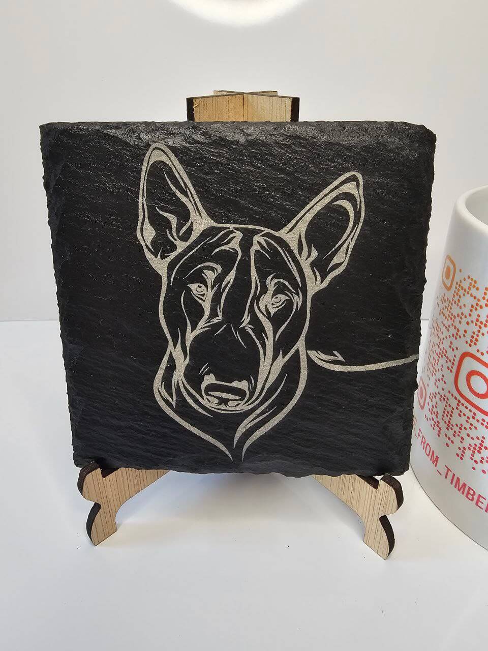 Slate Bull Terrier Engraved Slate Coasters | Handmade Set of 1, 4 6