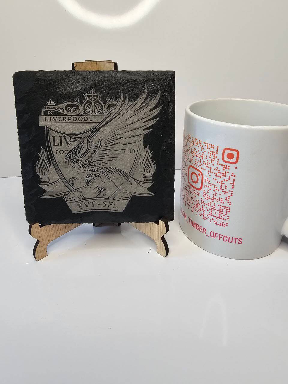 Slate Liverpool Liver Bird Shield Fan Art Engraved Coasters