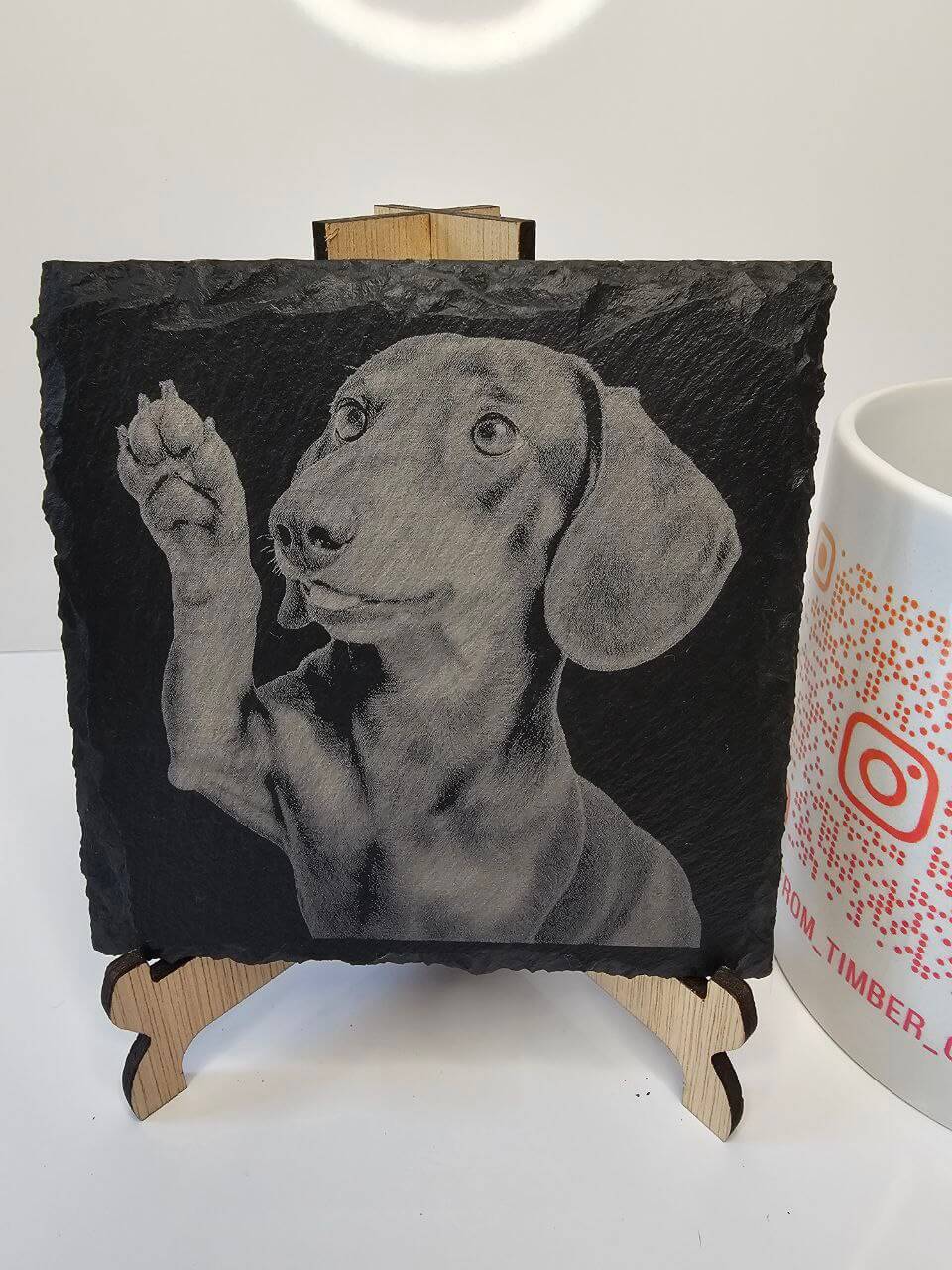 slate Dachshund Dog Engraved Coasters | Handmade Set of 1, 4 or 6 |