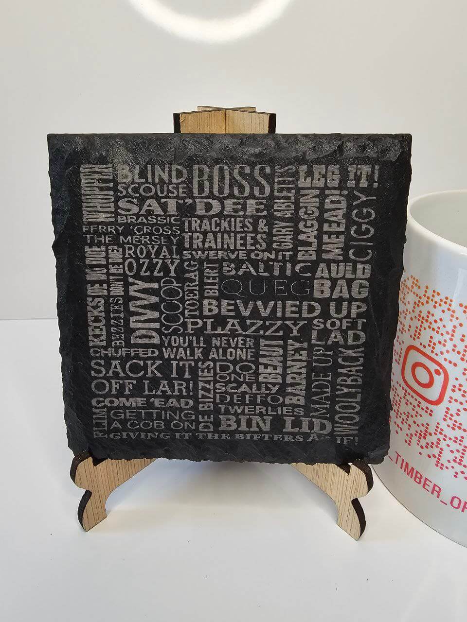 slate Liverpool Slang Engraved Coasters | Handmade Set of 1, 4 or 6 |