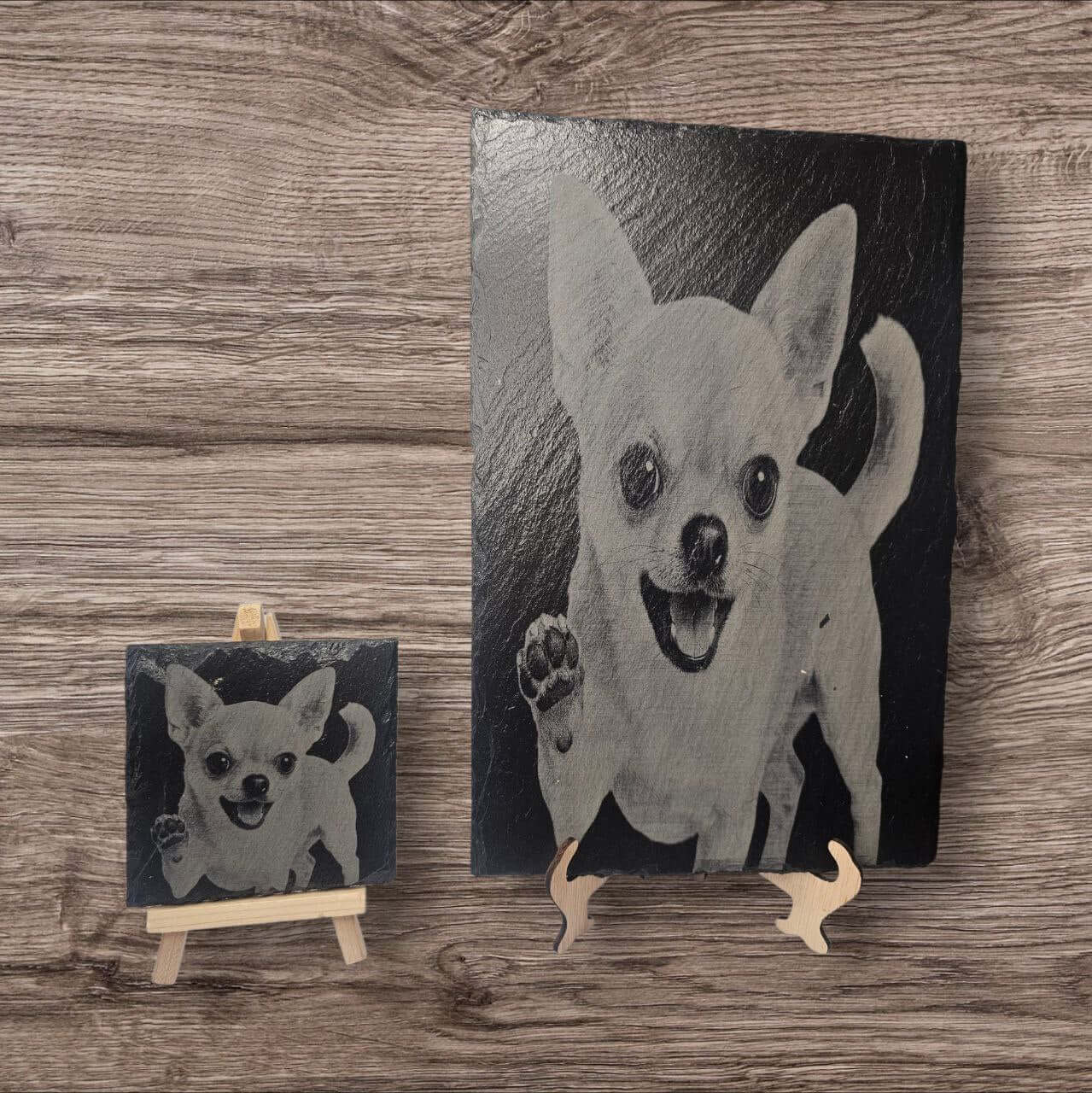 Slate Plaque Laser Engraved Dog Portrait 30x20cm Custom Pet Memorial