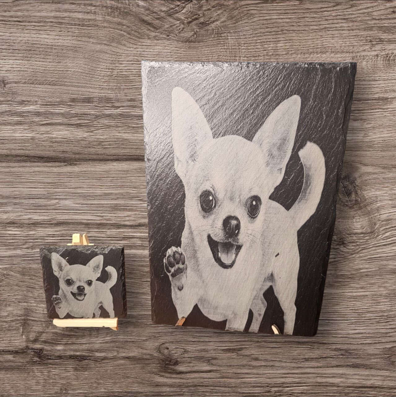 Slate Plaque Laser Engraved Dog Portrait 30x20cm Custom Pet Memorial