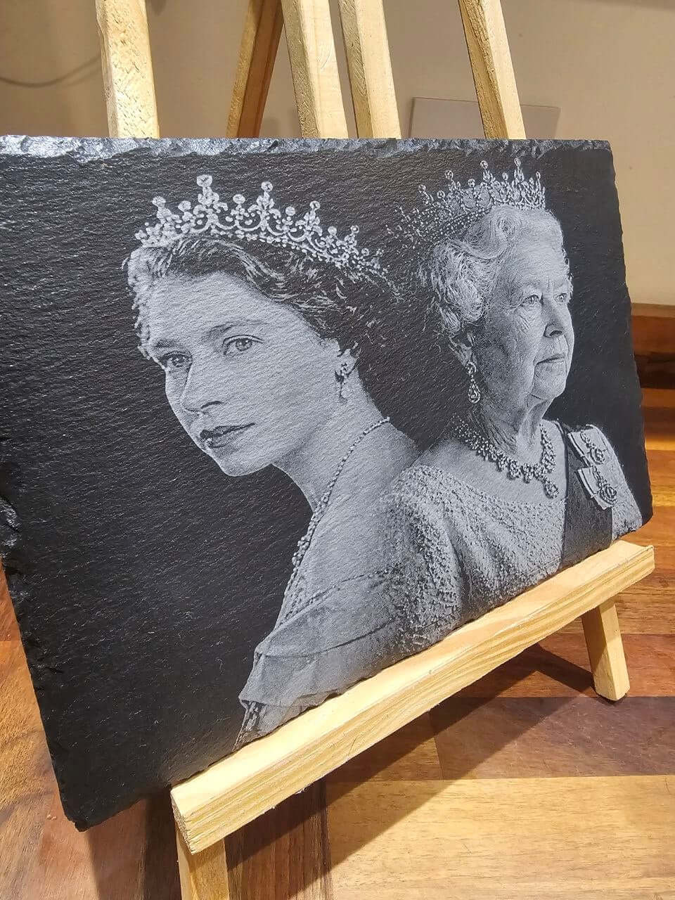 Queen Elizabeth II Tribute Slate Plaque | Royal Family Memorial Art