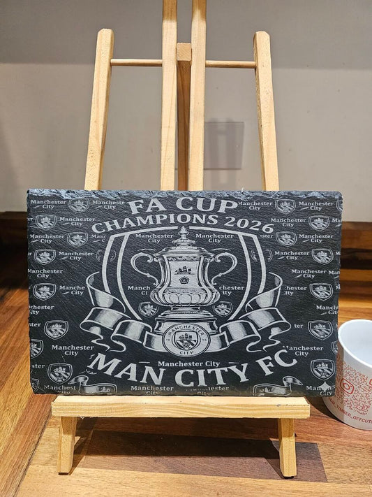 Manchester City FA Cup Champions 2026 Slate Plaque 30cm x 20