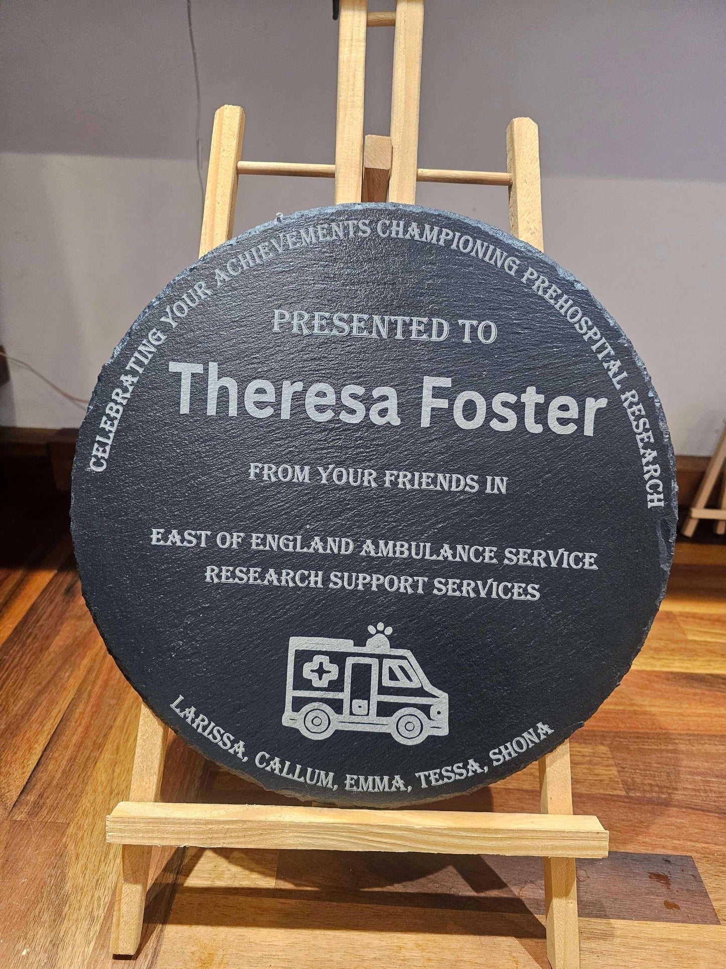 30cm round slate plaque.